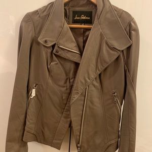 XS Sam Edelman taupe leather moto jacket